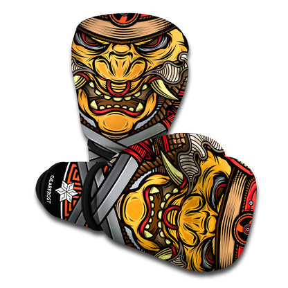 Japanese Samurai Mask Print Boxing Gloves