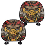Japanese Samurai Mask Print Car Headrest Covers