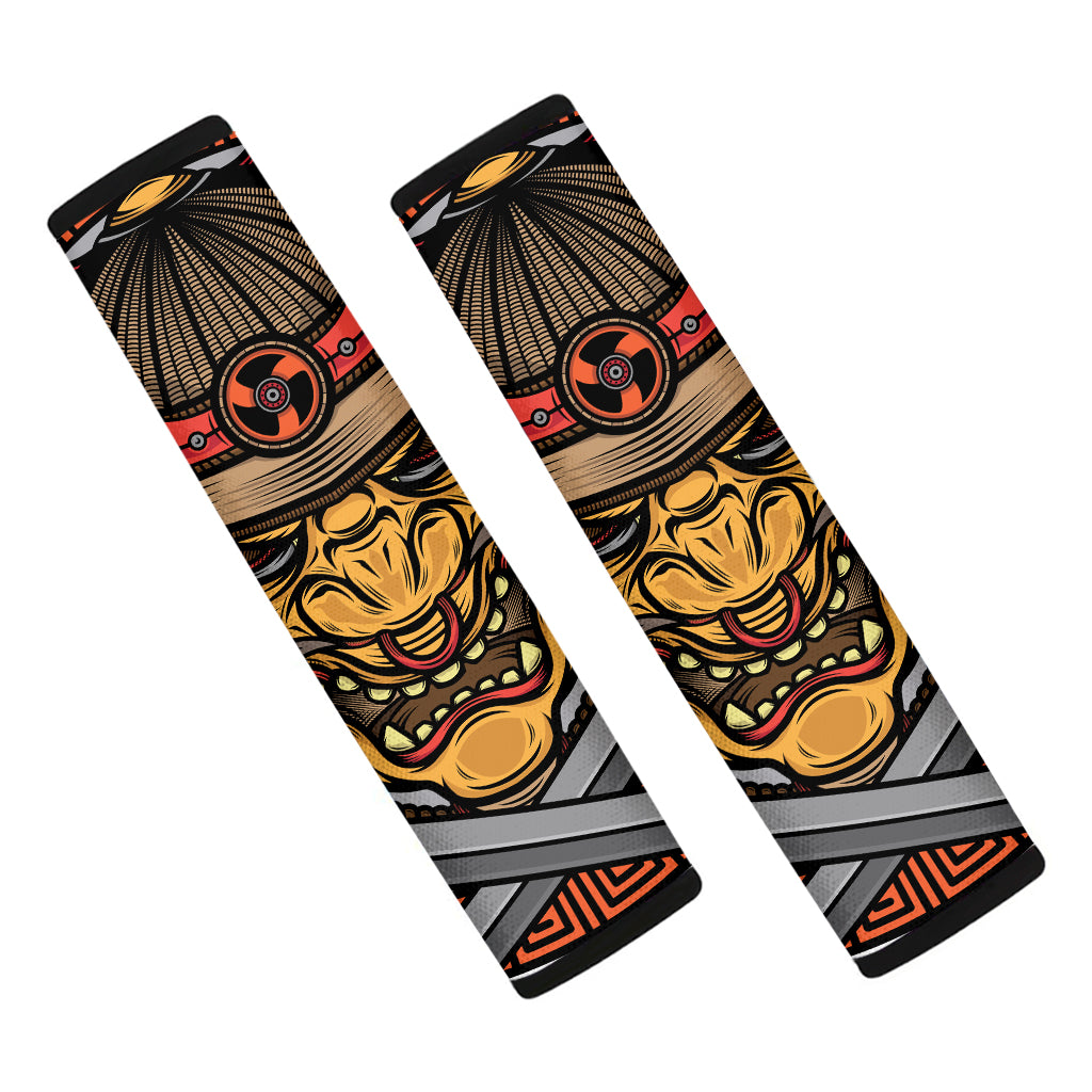 Japanese Samurai Mask Print Car Seat Belt Covers