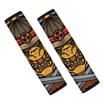 Japanese Samurai Mask Print Car Seat Belt Covers