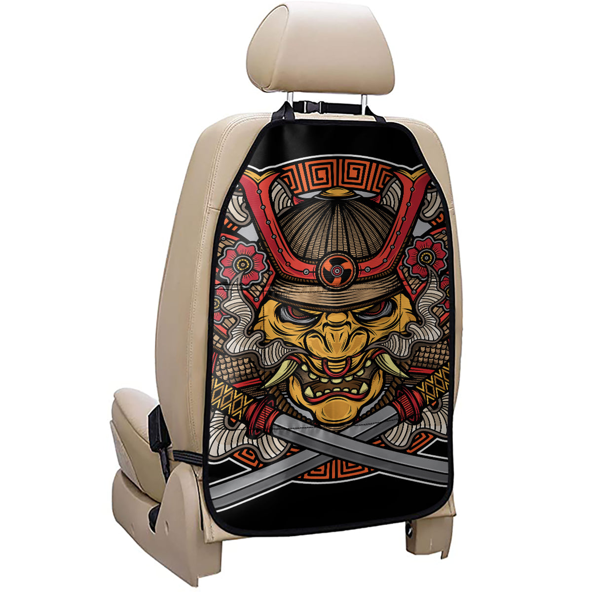 Japanese Samurai Mask Print Car Seat Organizers