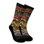 Japanese Samurai Mask Print Crew Socks