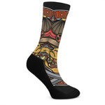 Japanese Samurai Mask Print Crew Socks