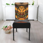 Japanese Samurai Mask Print Dining Chair Slipcover