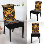 Japanese Samurai Mask Print Dining Chair Slipcover