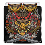 Japanese Samurai Mask Print Duvet Cover Bedding Set
