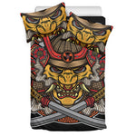 Japanese Samurai Mask Print Duvet Cover Bedding Set