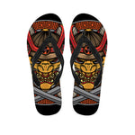 Japanese Samurai Mask Print Flip Flops