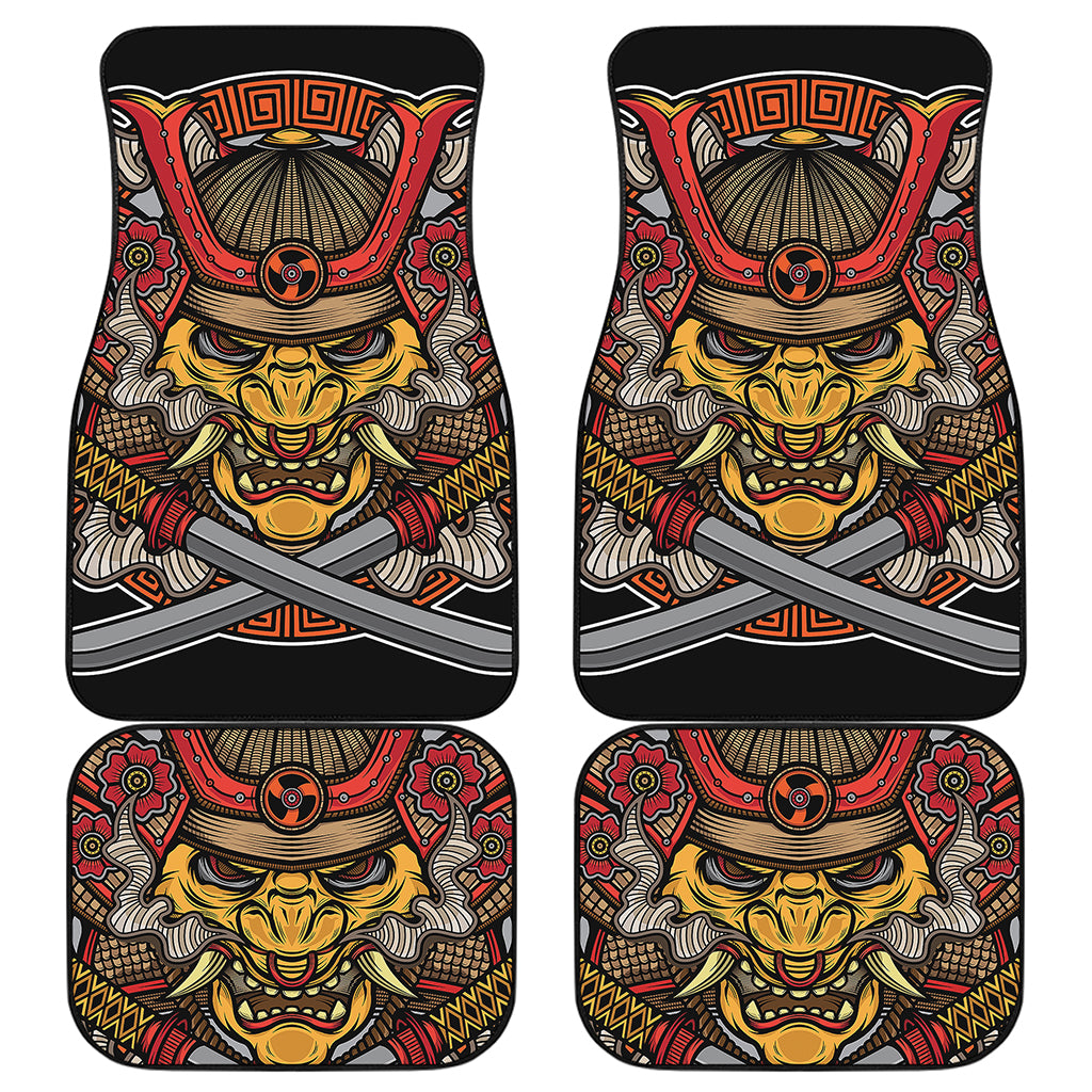 Japanese Samurai Mask Print Front and Back Car Floor Mats
