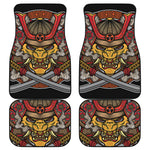 Japanese Samurai Mask Print Front and Back Car Floor Mats
