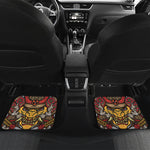 Japanese Samurai Mask Print Front and Back Car Floor Mats