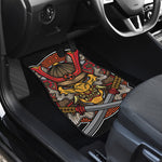 Japanese Samurai Mask Print Front and Back Car Floor Mats