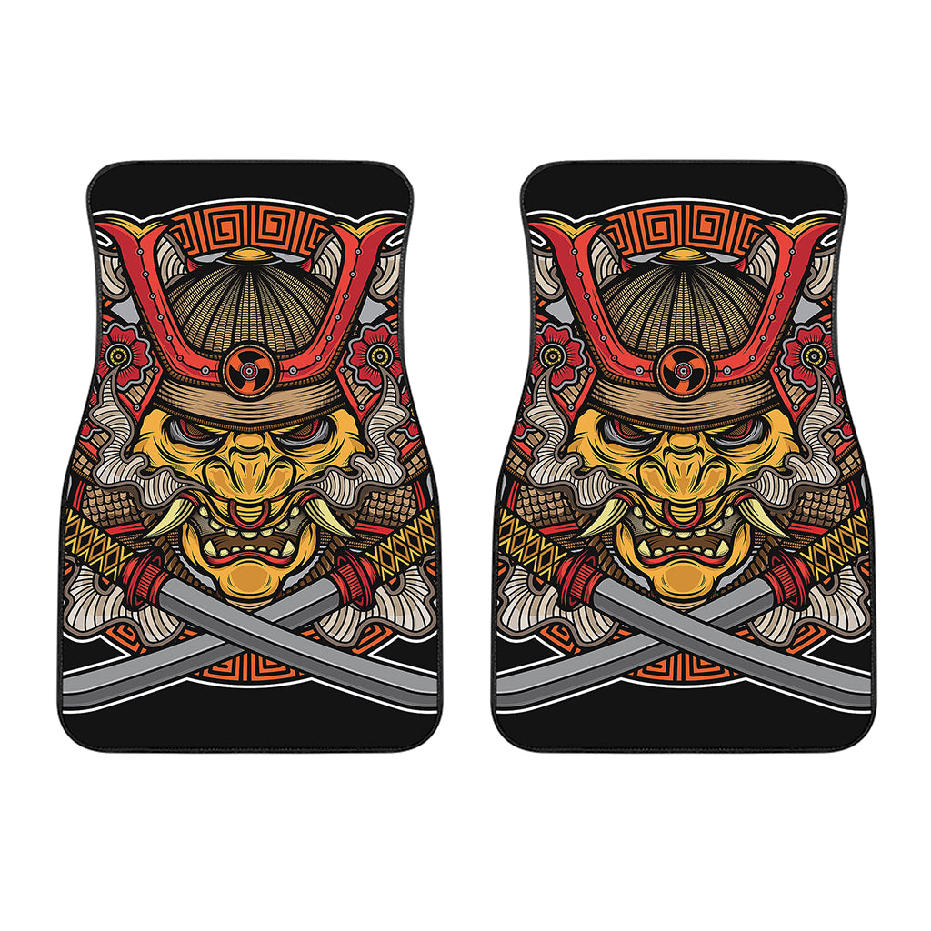 Japanese Samurai Mask Print Front Car Floor Mats