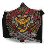 Japanese Samurai Mask Print Hooded Blanket