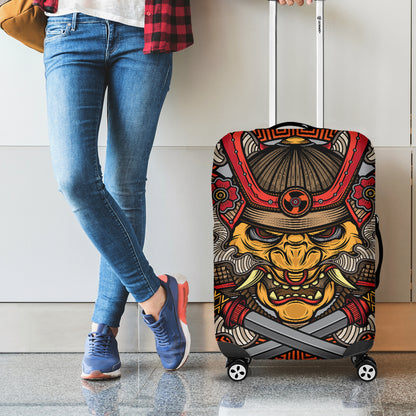 Japanese Samurai Mask Print Luggage Cover