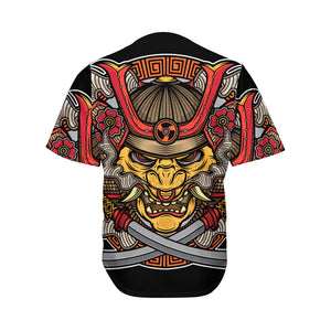 Japanese Samurai Mask Print Men's Baseball Jersey