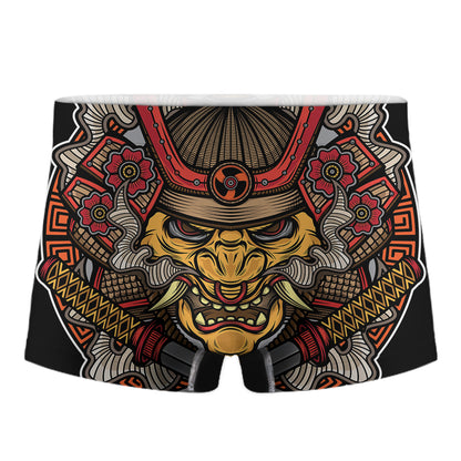 Japanese Samurai Mask Print Men's Boxer Briefs