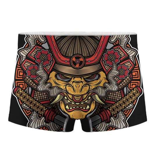 Japanese Samurai Mask Print Men's Boxer Briefs