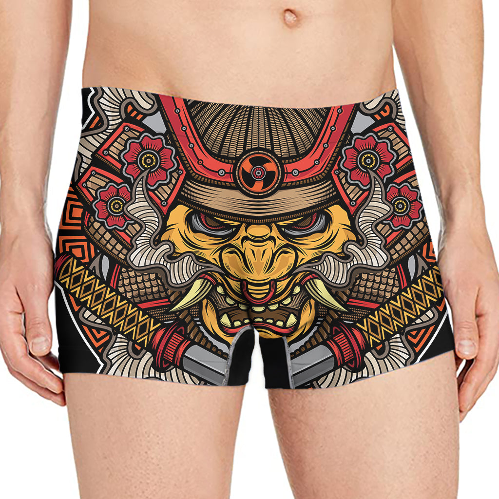 Japanese Samurai Mask Print Men's Boxer Briefs