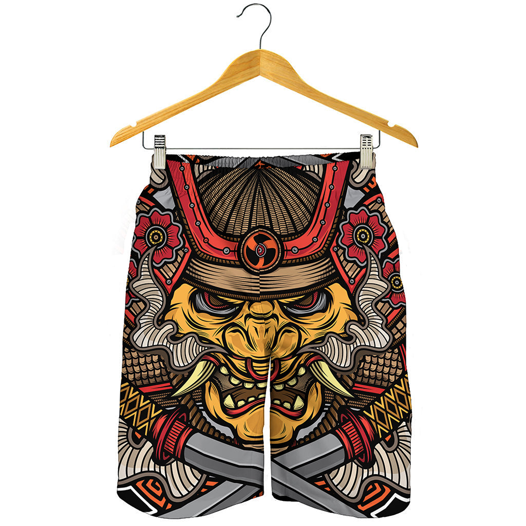 Japanese Samurai Mask Print Men's Shorts