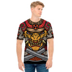 Japanese Samurai Mask Print Men's T-Shirt