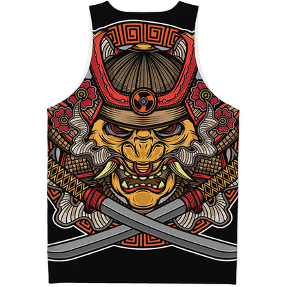 Japanese Samurai Mask Print Men's Tank Top