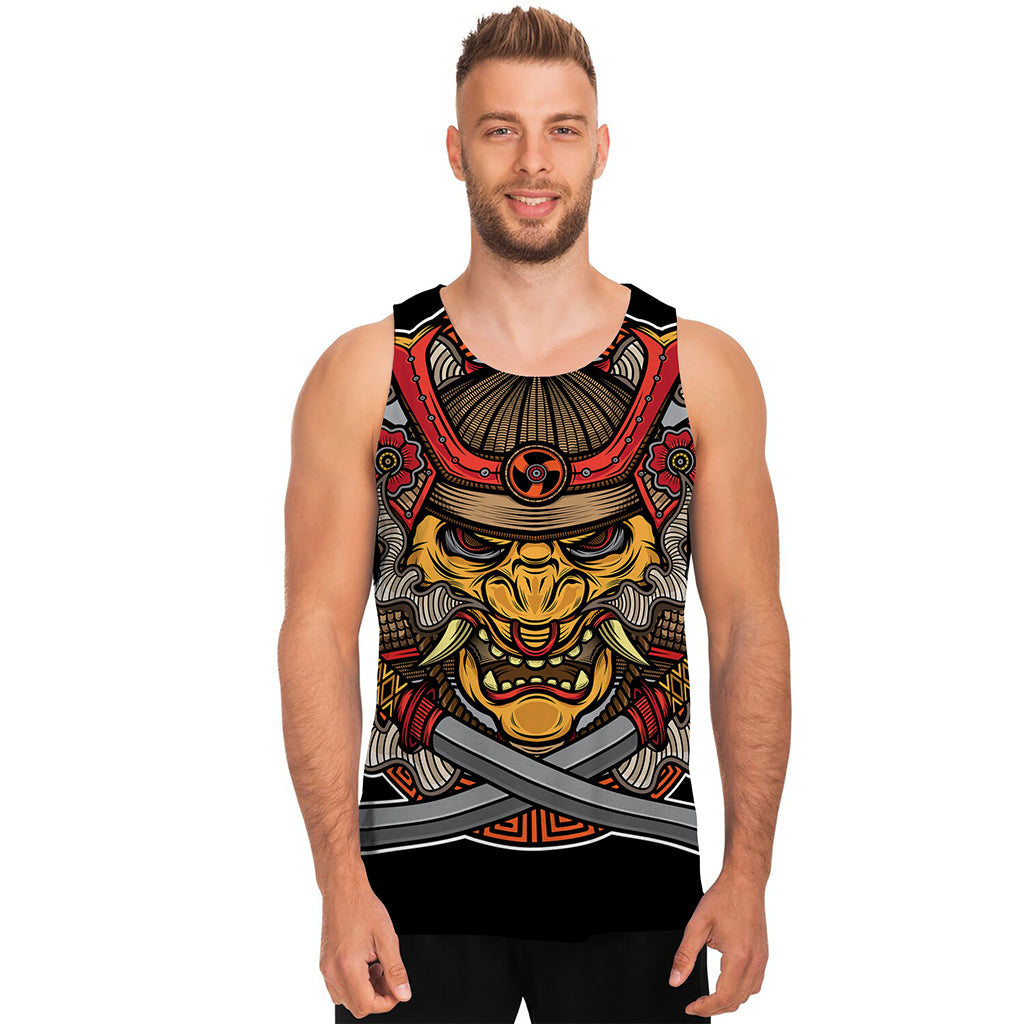 Japanese Samurai Mask Print Men's Tank Top