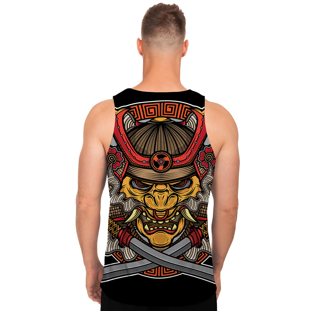 Japanese Samurai Mask Print Men's Tank Top