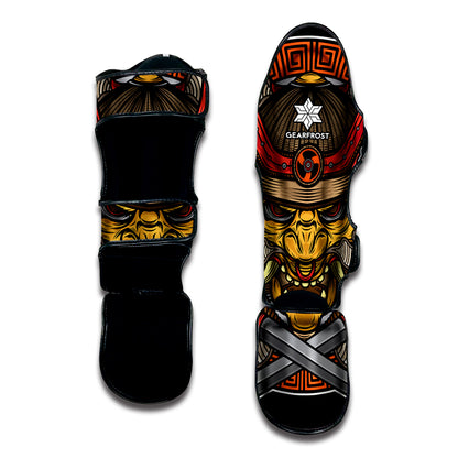 Japanese Samurai Mask Print Muay Thai Shin Guard