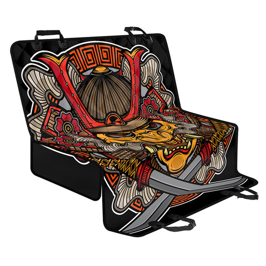 Japanese Samurai Mask Print Pet Car Back Seat Cover