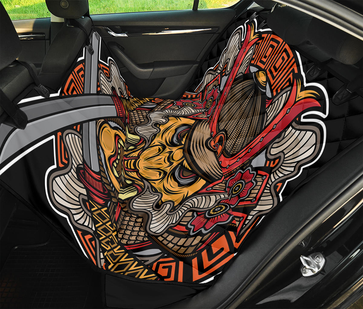 Japanese Samurai Mask Print Pet Car Back Seat Cover