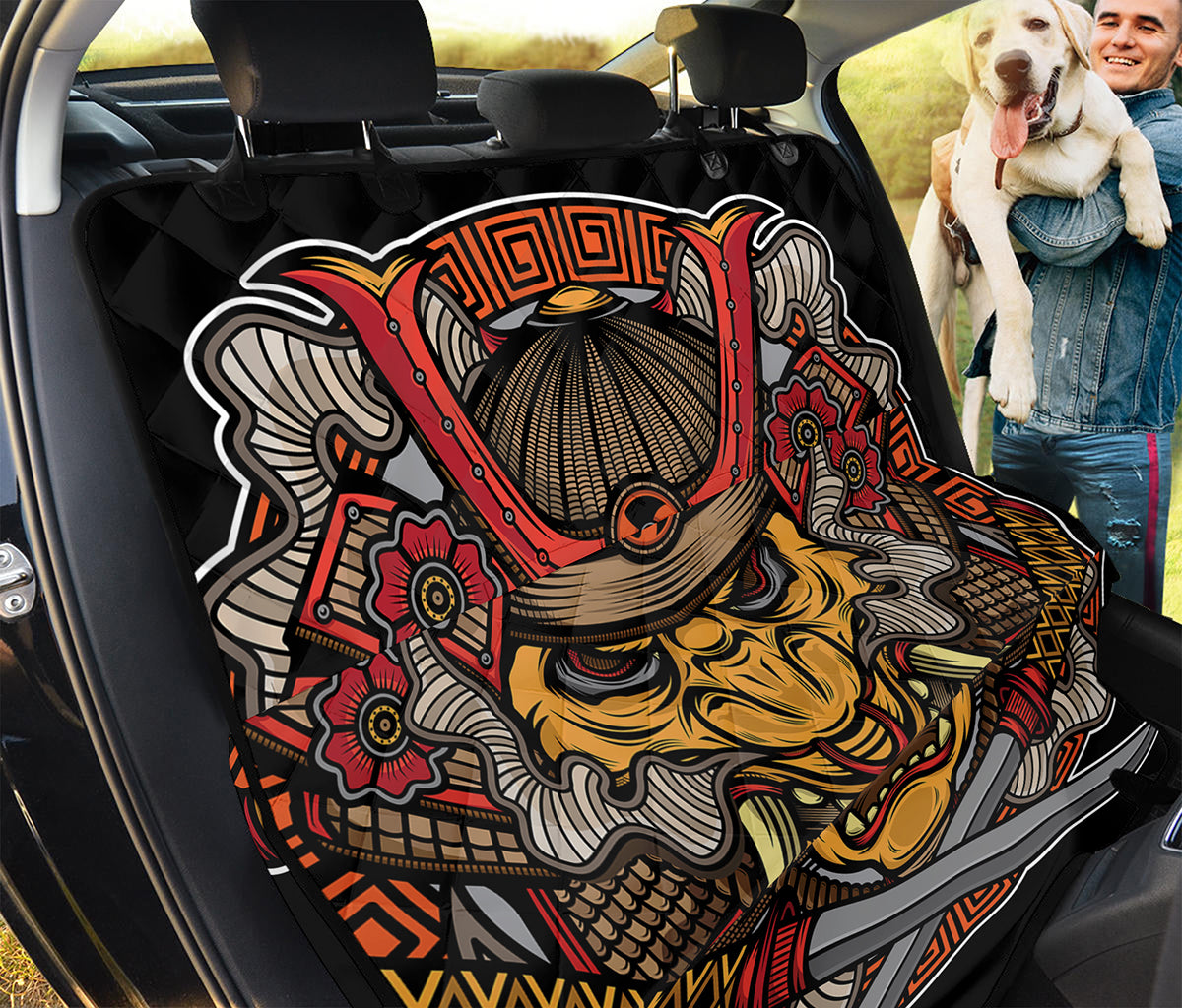 Japanese Samurai Mask Print Pet Car Back Seat Cover