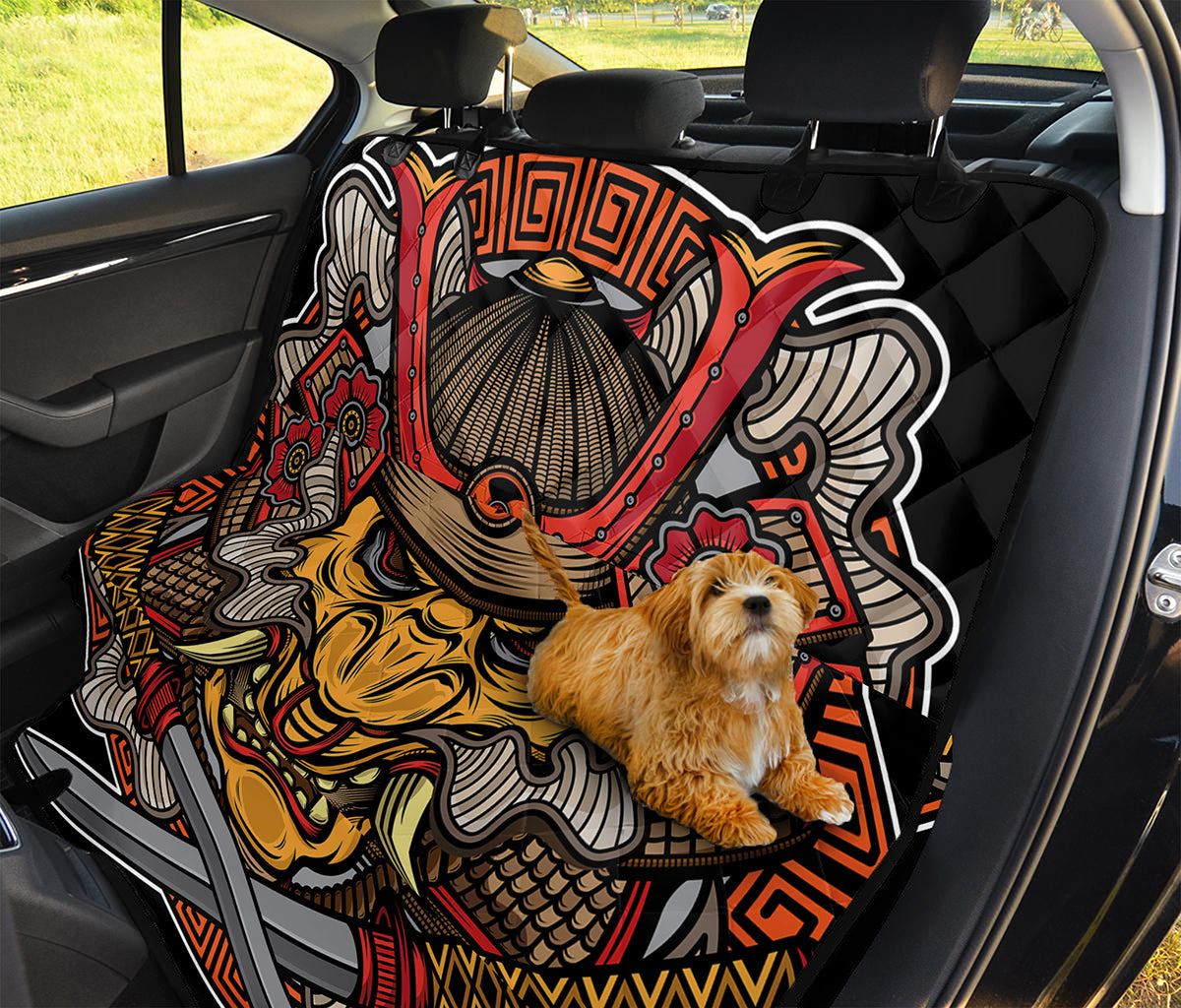 Japanese Samurai Mask Print Pet Car Back Seat Cover