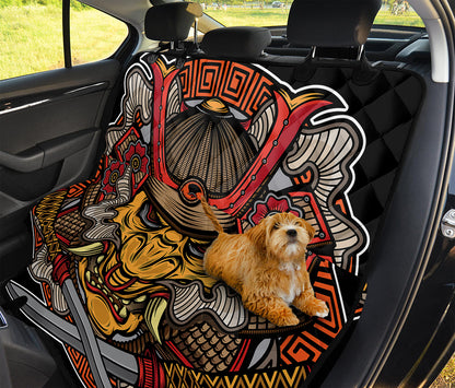 Japanese Samurai Mask Print Pet Car Back Seat Cover