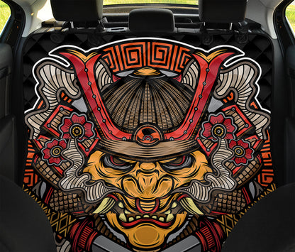 Japanese Samurai Mask Print Pet Car Back Seat Cover