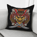 Japanese Samurai Mask Print Pillow Cover