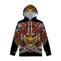 Japanese Samurai Mask Print Pullover Hoodie