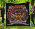Japanese Samurai Mask Print Quilt