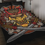 Japanese Samurai Mask Print Quilt Bed Set