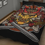 Japanese Samurai Mask Print Quilt Bed Set