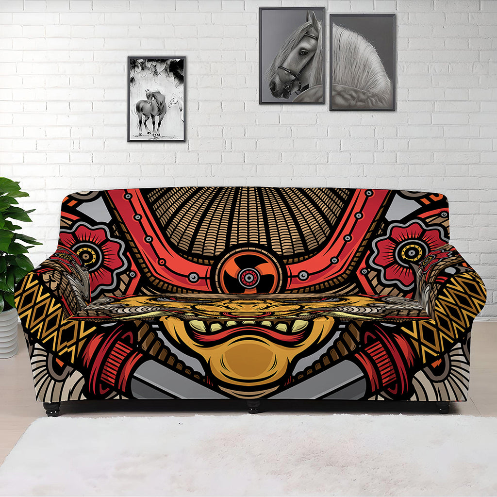 Japanese Samurai Mask Print Sofa Cover
