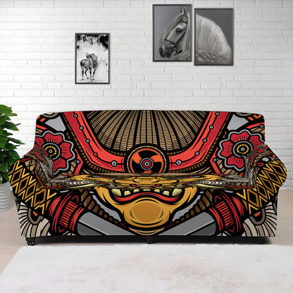Japanese Samurai Mask Print Sofa Cover