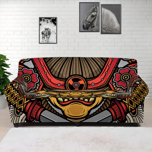 Japanese Samurai Mask Print Sofa Cover
