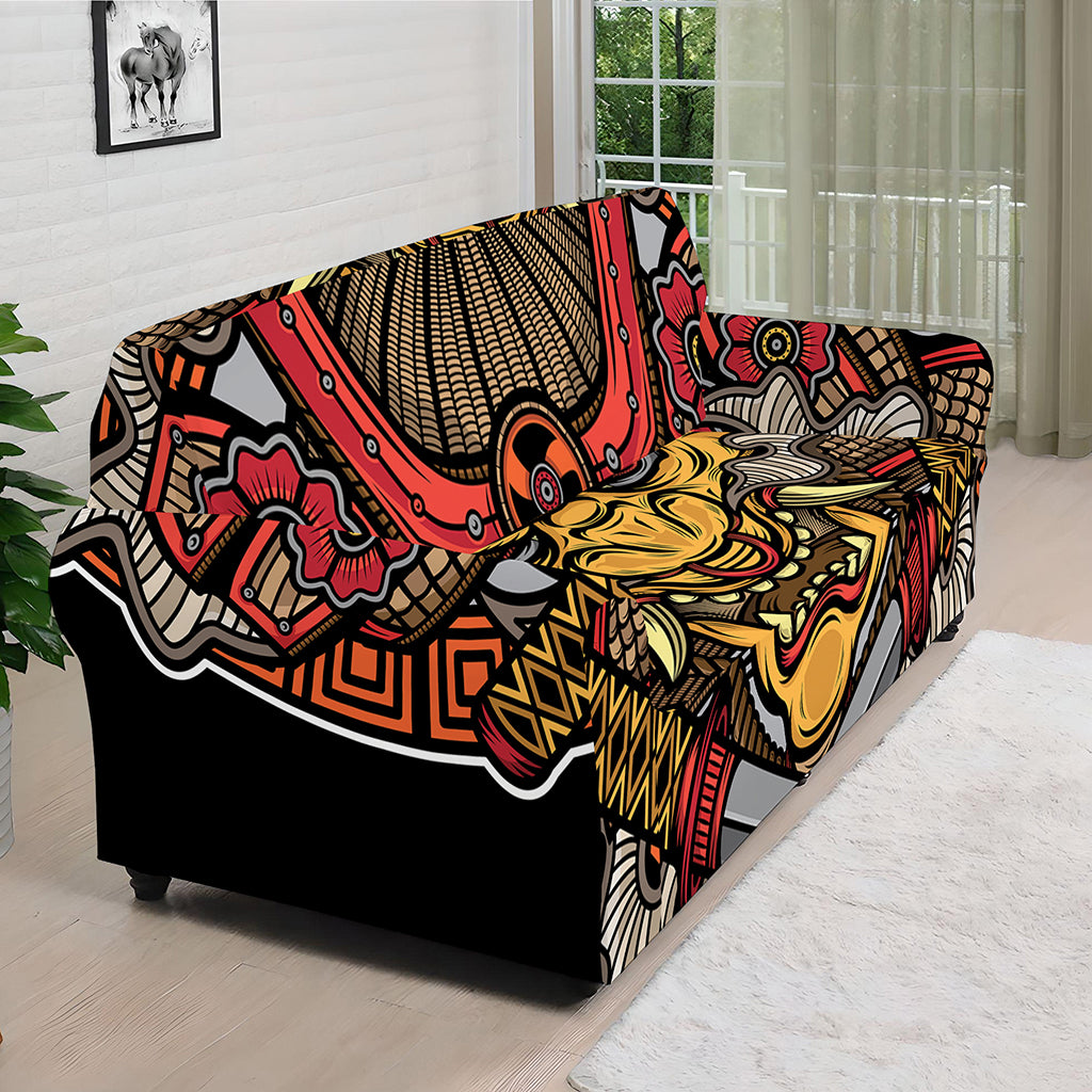 Japanese Samurai Mask Print Sofa Cover