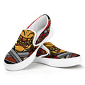Japanese Samurai Mask Print White Slip On Sneakers