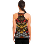 Japanese Samurai Mask Print Women's Racerback Tank Top