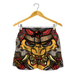 Japanese Samurai Mask Print Women's Shorts