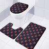 Japanese Samurai Pattern Print 3 Piece Bath Mat Set