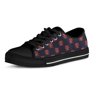 Japanese Samurai Pattern Print Black Low Top Shoes