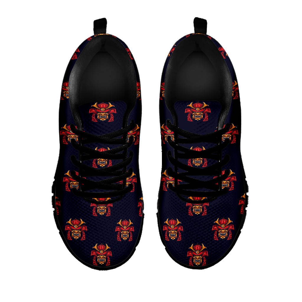 Japanese Samurai Pattern Print Black Sneakers